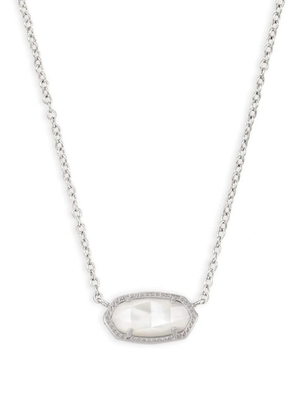 NWT Kendra Scott Elisa Silver Pendant Necklace in Ivory Mother-of-Pearl